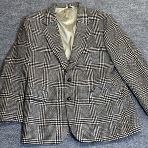 Vintage‎ black and white glen plaid sport coat Christopher Hayes 44s